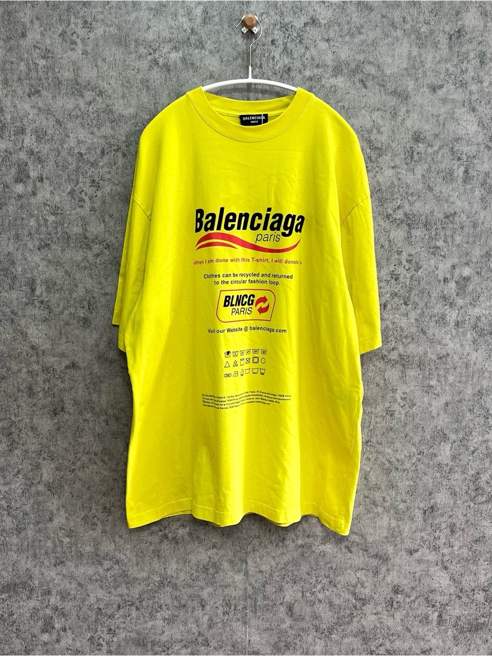 Balenciaga Men's Bright Yellow Logo Graphic Tee